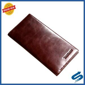 Genuine Italian Leather Bifold Wallet with 11 Card Slots and ID Window